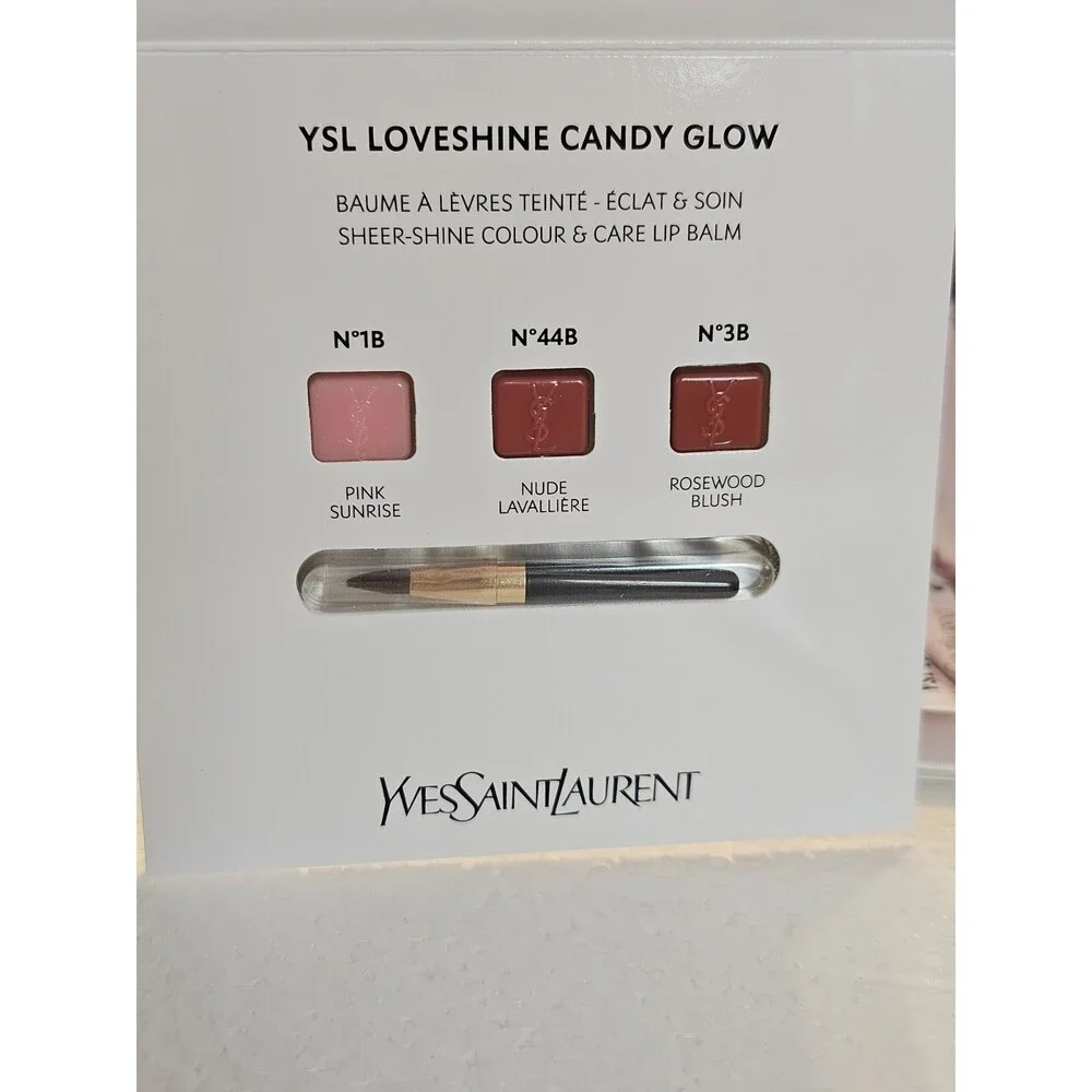 6x Yves Saint Laurent Loveshine Candy Glow Balm 3-Shade Sample Card & Applicator